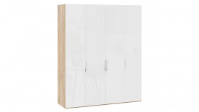Шкаф для одежды с 4 глухими дверями «Эмбер» Яблоня Беллуно/Белый глянец в Боготоле - bogotol.katalogmebeli.com | фото 1