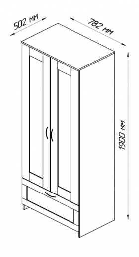Шкаф двухдверный Сириус с 1 ящиком белый в Боготоле - bogotol.katalogmebeli.com | фото 2