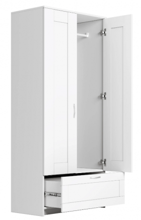 Шкаф двухдверный Сириус с 1 ящиком белый в Боготоле - bogotol.katalogmebeli.com | фото 3
