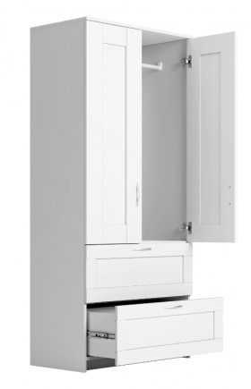Шкаф двухдверный Сириус с 2 ящиками белый в Боготоле - bogotol.katalogmebeli.com | фото 2