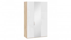 Шкаф комбинированный с 2 глухими и 1 зеркальной дверями правый «Эмбер» Яблоня Беллуно/Белый глянец в Боготоле - bogotol.katalogmebeli.com | фото