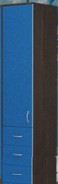Шкаф-пенал №2 (закрытый) Бодего темный/Голубой в Боготоле - bogotol.katalogmebeli.com | фото 1