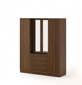 Шкаф с комодом Рамочный с зеркалами (Орех темный) в Боготоле - bogotol.katalogmebeli.com | фото