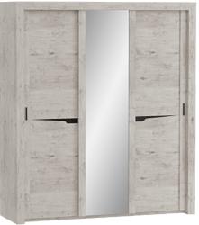 Шкаф трехдверный Соренто с раздвижными дверями Дуб бонифаций/Кофе структурный матовый в Боготоле - bogotol.katalogmebeli.com | фото