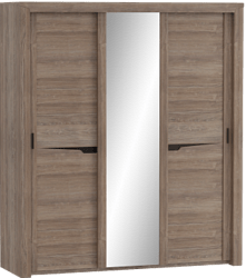 Шкаф трехдверный Соренто с раздвижными дверями Дуб стирлинг/Кофе структурный матовый в Боготоле - bogotol.katalogmebeli.com | фото