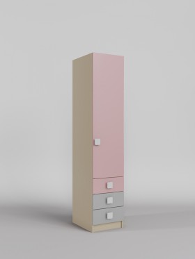 Шкаф угловой (секция с ящиками) Грэйси (Розовый/Серый/корпус Клен) в Боготоле - bogotol.katalogmebeli.com | фото