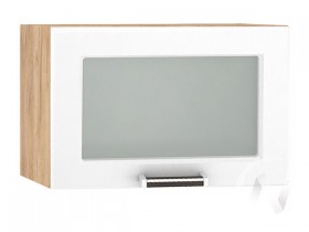 Шкаф верхний со стеклом Прага ШВГС 500 (Белое дерево/корпус дуб крафт золотой) в Боготоле - bogotol.katalogmebeli.com | фото