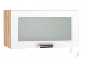 Шкаф верхний со стеклом Прага ШВГС 600 (Белое дерево/корпус дуб крафт золотой) в Боготоле - bogotol.katalogmebeli.com | фото