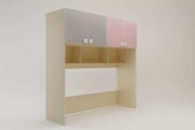 Система хранения над кроватью Грэйси (Розовый/Серый/корпус Клен) в Боготоле - bogotol.katalogmebeli.com | фото 2