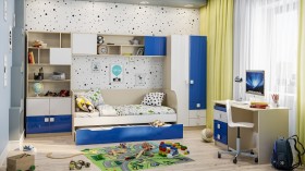 Система хранения над кроватью Скай люкс (Синий/Белый/корпус Клен) в Боготоле - bogotol.katalogmebeli.com | фото 2