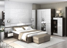 Спальня Вегас (Венге/Белый глянец) в Боготоле - bogotol.katalogmebeli.com | фото