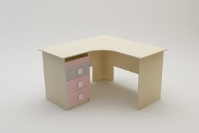 Стол угловой Грэйси (Розовый/Серый/корпус Клен) в Боготоле - bogotol.katalogmebeli.com | фото 2